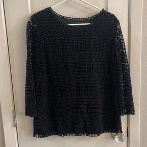 Talbots fully-lined, black lace top. Size medium.